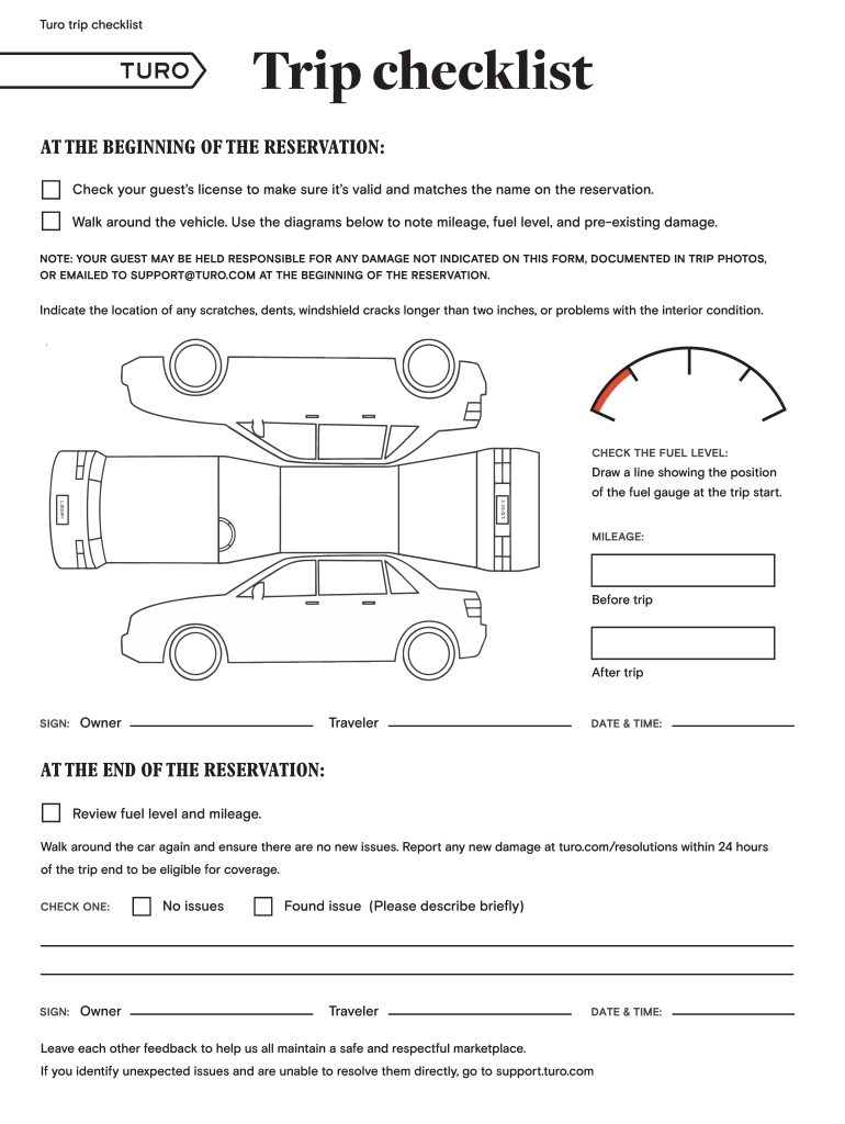 Turo Checklist Form